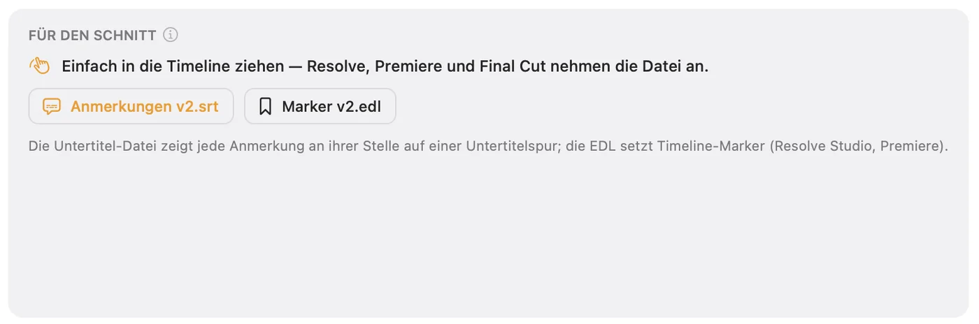Für den Schnitt: zwei Dateien zum Ziehen